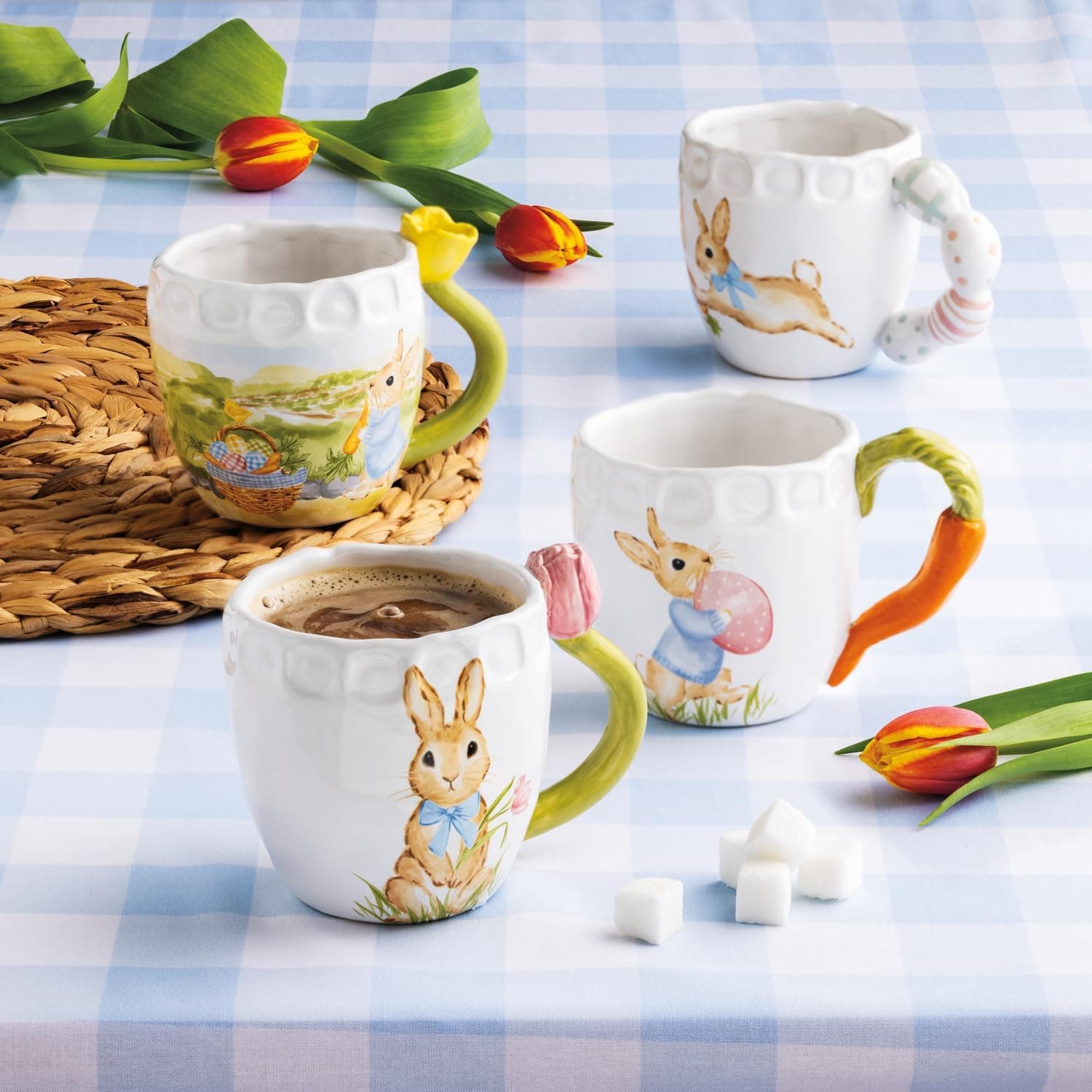 Mud Pie Stoneware Easter Bunny Mug with Figural Carrot Handle : Home &amp; Kitchen thumbnail 2