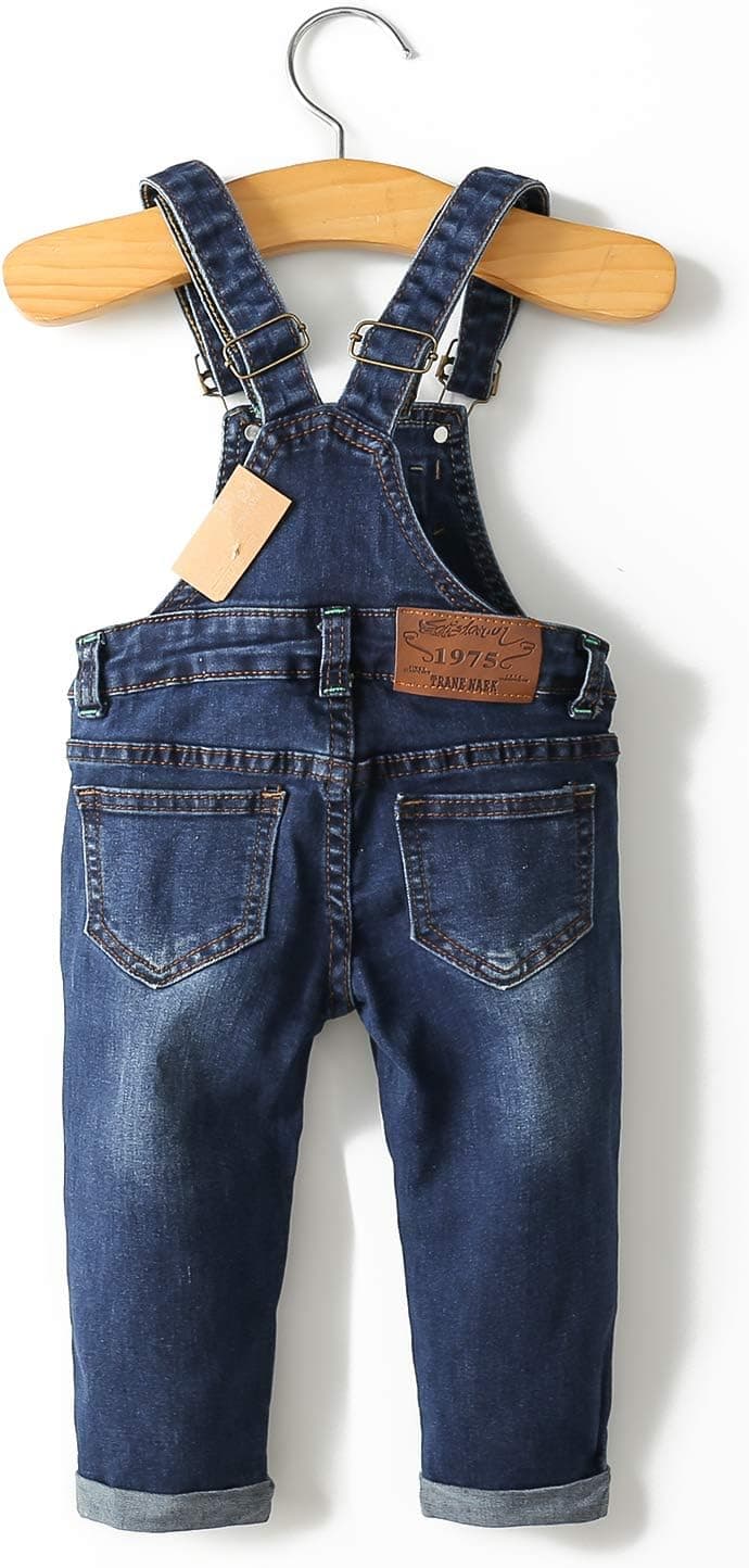 KIDSCOOL SPACE Baby Boy Girl Jean Overalls,Toddler Slim Cute Denim Jumper,Blue,3-4 Years: Clothing, Shoes &amp; Jewelry thumbnail 2