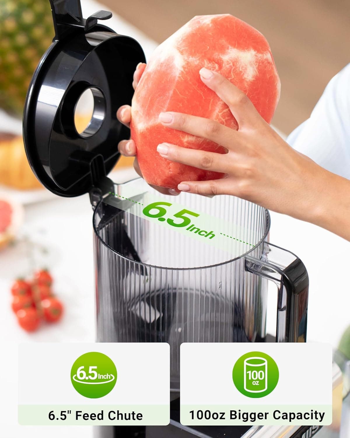 TUUMIIST Cold Press Juicer Machine with 6.5" Large Feed Chute thumbnail 2