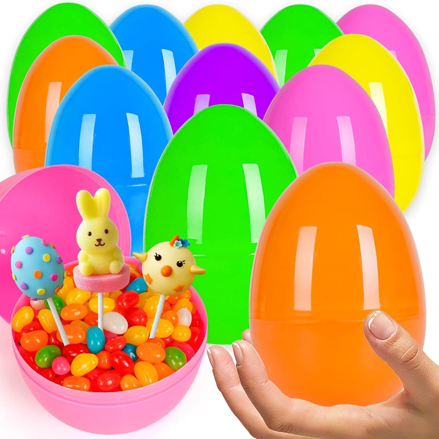 ZICZLI 24 PCS 6" Jumbo Plastic Easter Eggs, Giant Empty Fillable Bright Colorful Eggs for Kids Easter Hunt Classroom Prizes Basket Stuffers Easter Party Favors : Toys &amp; Games — Easter Gifts gift idea