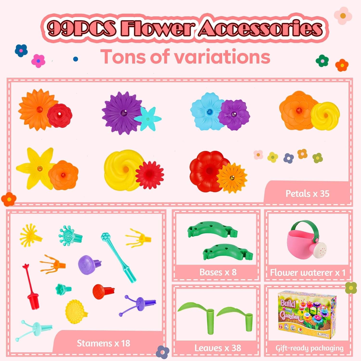 FUNZBO 99-Piece Flower Garden Building Toys Set thumbnail 4