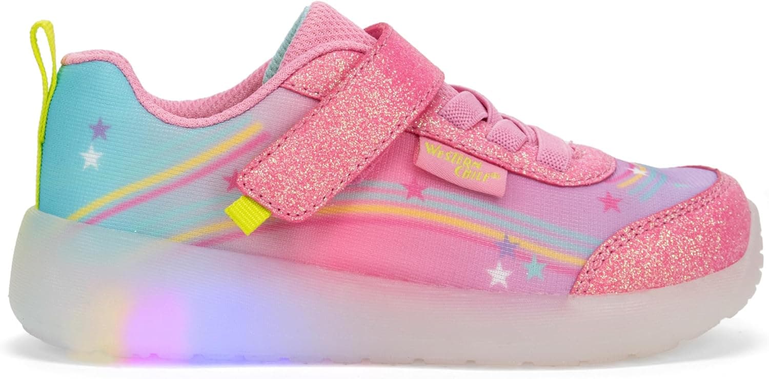 Western Chief Kids Lighted Flash Feet Sneakers – Breathable Mesh Shoes with Flashing Lights, Adjustable Strap, and Slip-Resistant Outsole for Active Boys and Girls, Pink, 1 | Sneakers — Easter Gifts gift idea