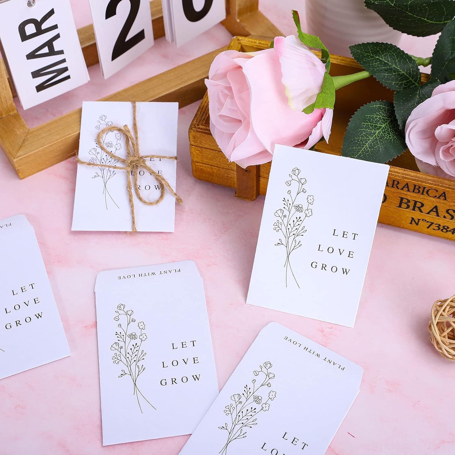 Whaline 200 Pack Wedding Favor Packets - Let Love Grow Self-Adhesive Envelopes thumbnail 5
