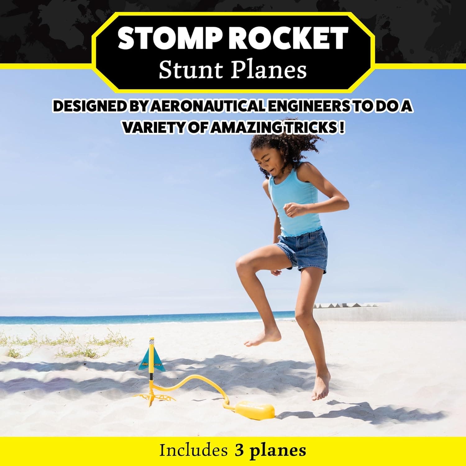 Stomp Rocket Stunt Plane Launcher Toy for Kids - 3 Foam Airplane Toy Soars Over 100 Feet - Unique Tricks &amp; Adjustable Plane Rocket Launcher Stand - Fun Outdoor Toys &amp; Gift for Boys or Girls : Toys &amp; Games thumbnail 2