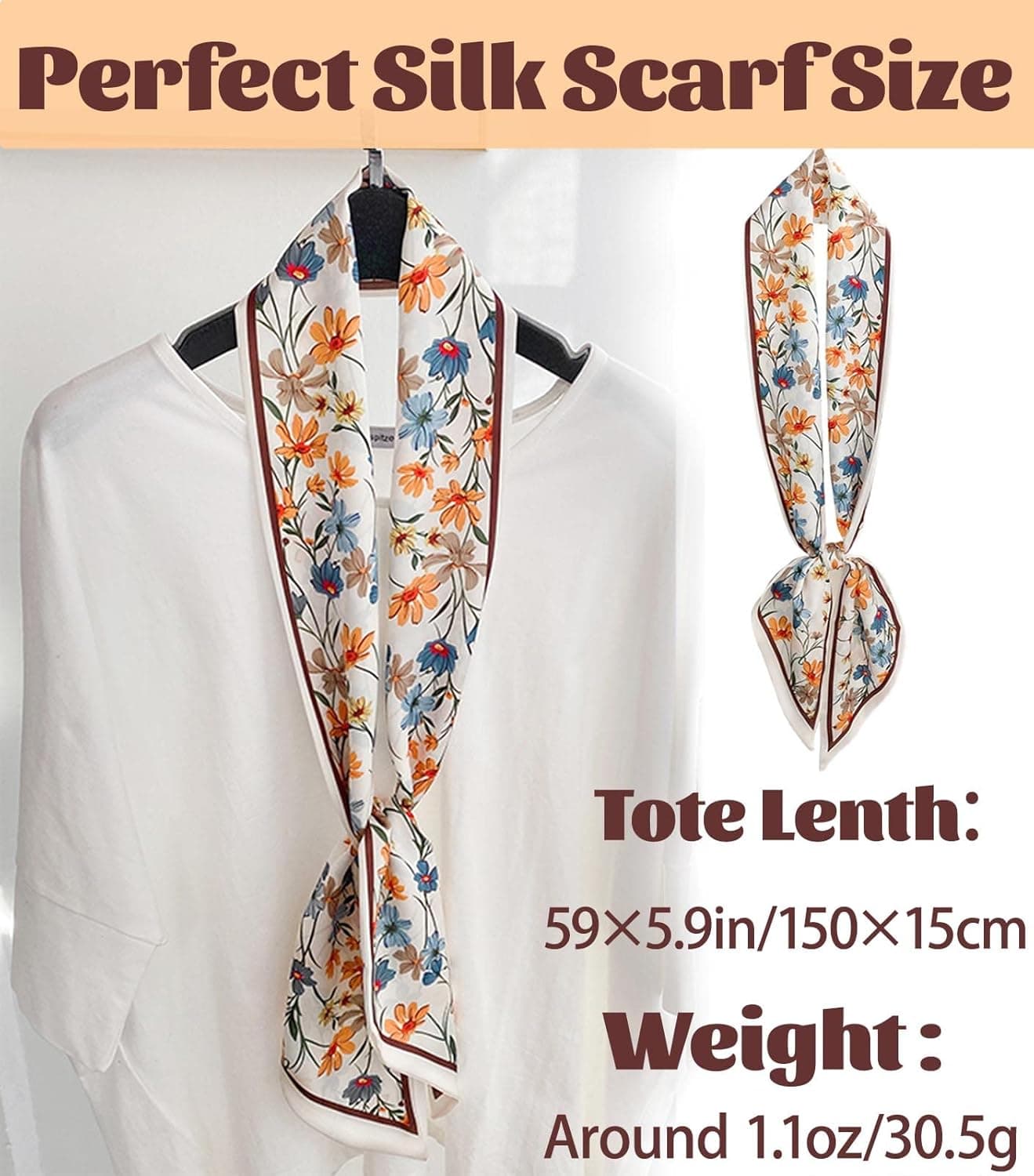 kcctoo 59" Mulberry Silk Like Head Scarf Women thumbnail 2