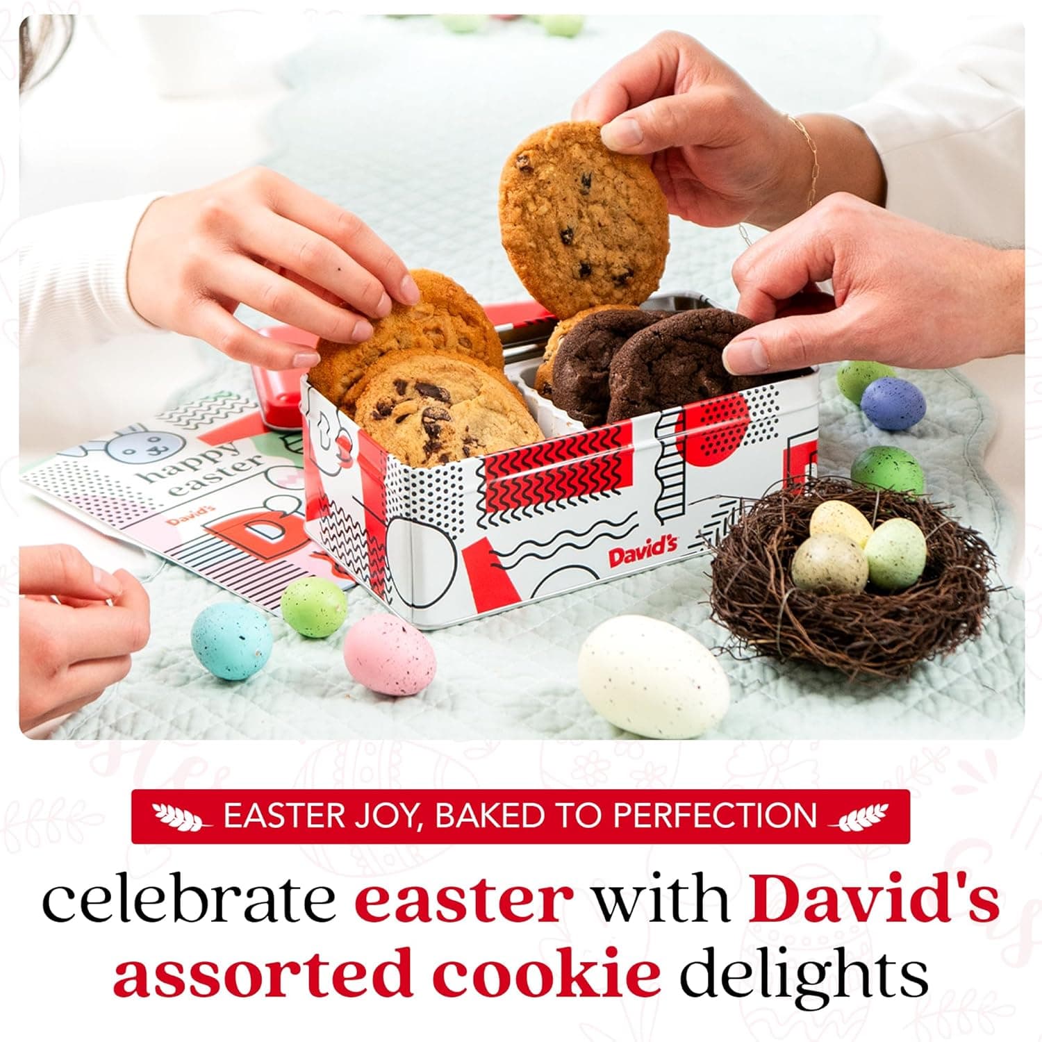 David's Fresh Baked Assorted Cookies Sweet Sampler in Happy Easter Tin - 8 Count thumbnail 4