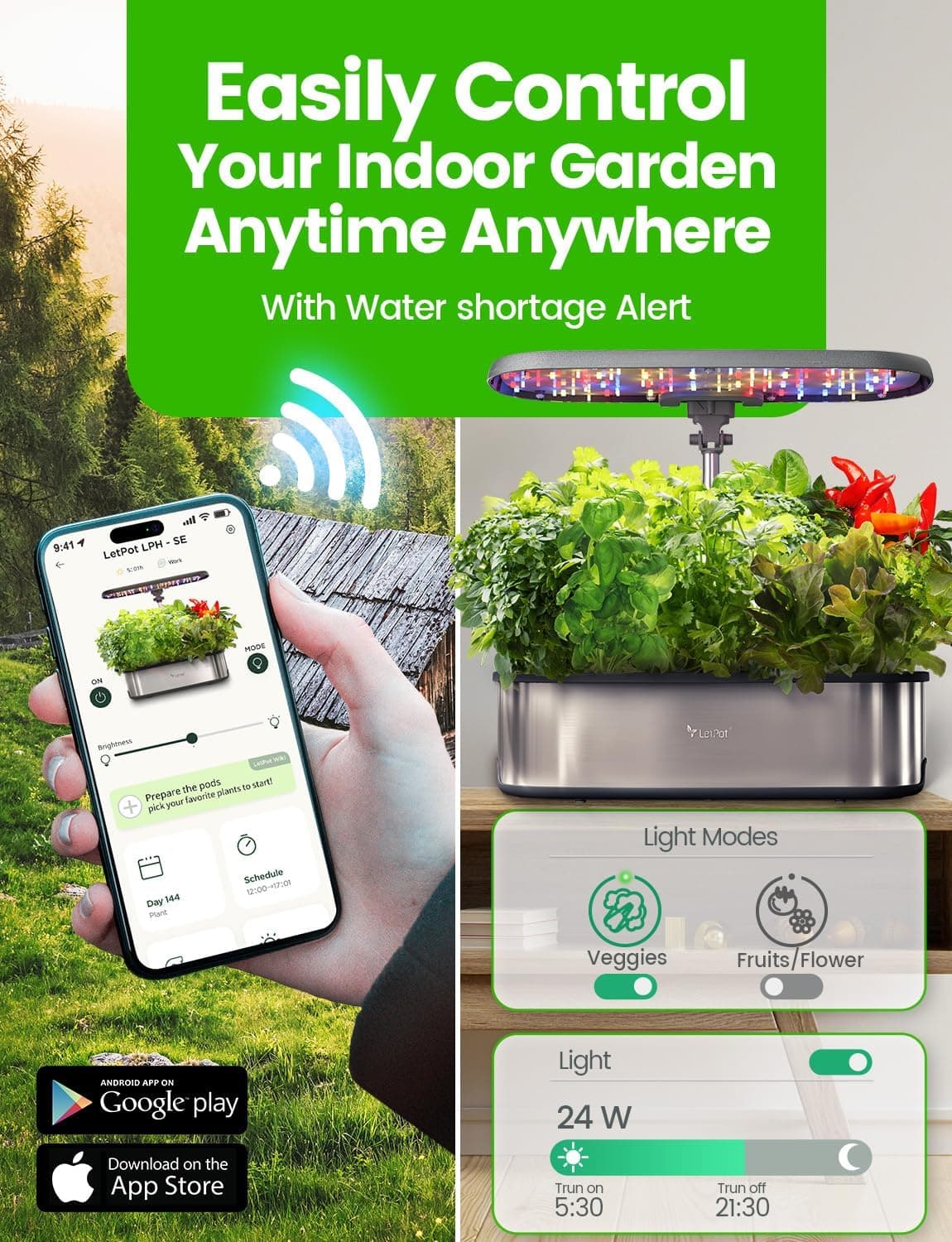 LetPot LPH-SE Hydroponics Growing System, 12 Pods Smart Herb Garden Kit Indoor, Indoor Garden, APP &amp; WiFi Controlled, with 24W Growing LED, 5.5L Water Tank, Pump System, Automatic Timer : Patio, Lawn &amp; Garden thumbnail 3
