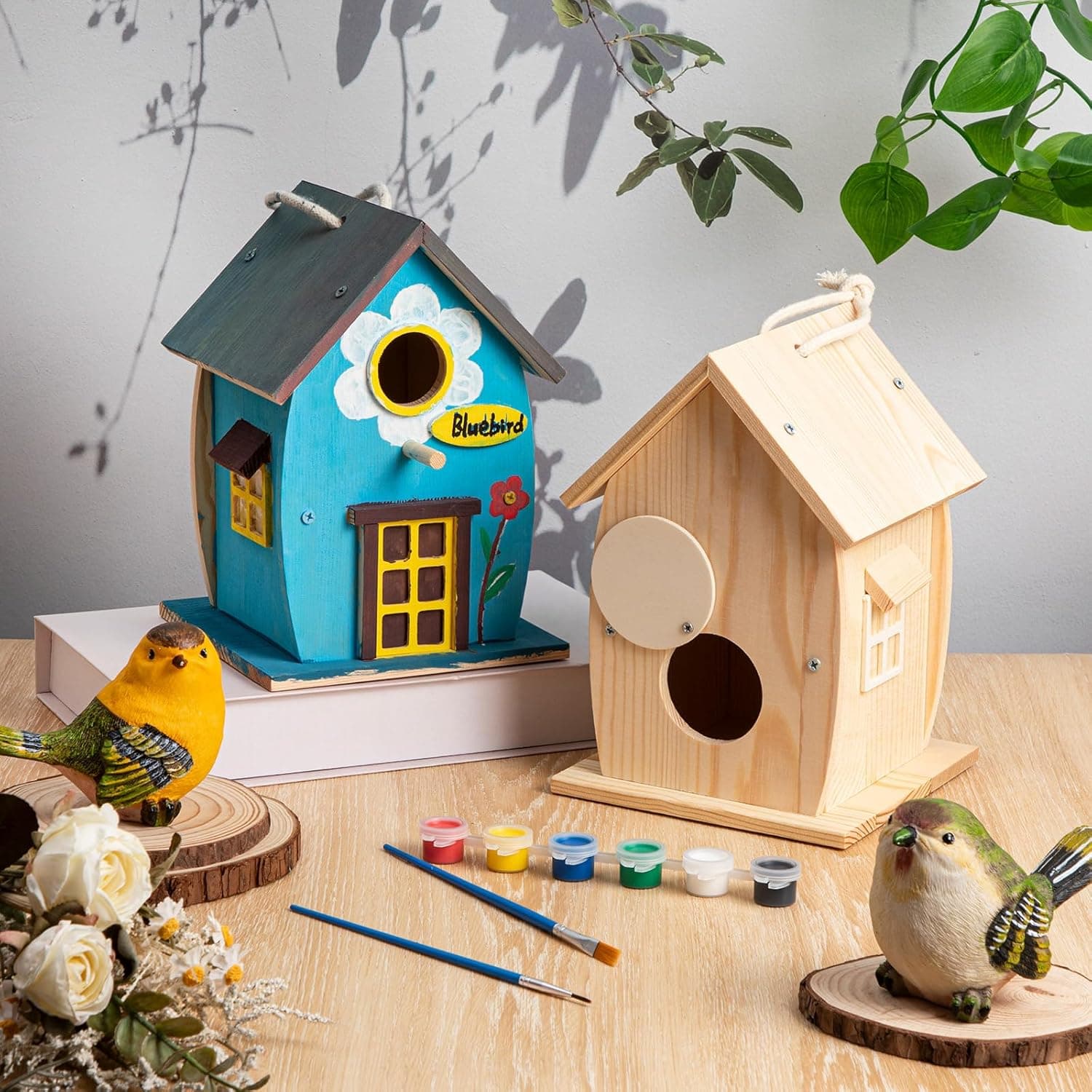 Liliful 4 Pack Wooden Bird House Kits thumbnail 4
