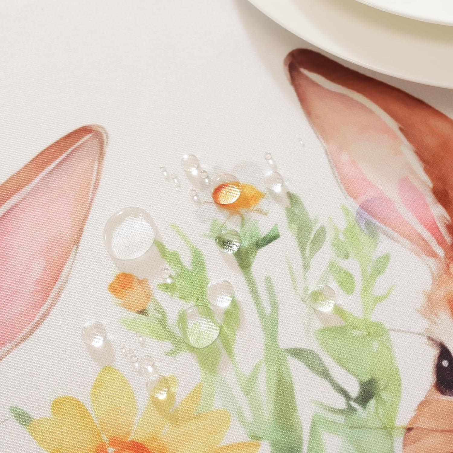 SASTYBALE Easter Tablecloth 52 x 70 Inch Rectangle, Watercolor Bunny Rabbit Eggs Design, Washable Spring Table Cover for Party Picnic Dinner Decor : Home &amp; Kitchen thumbnail 5