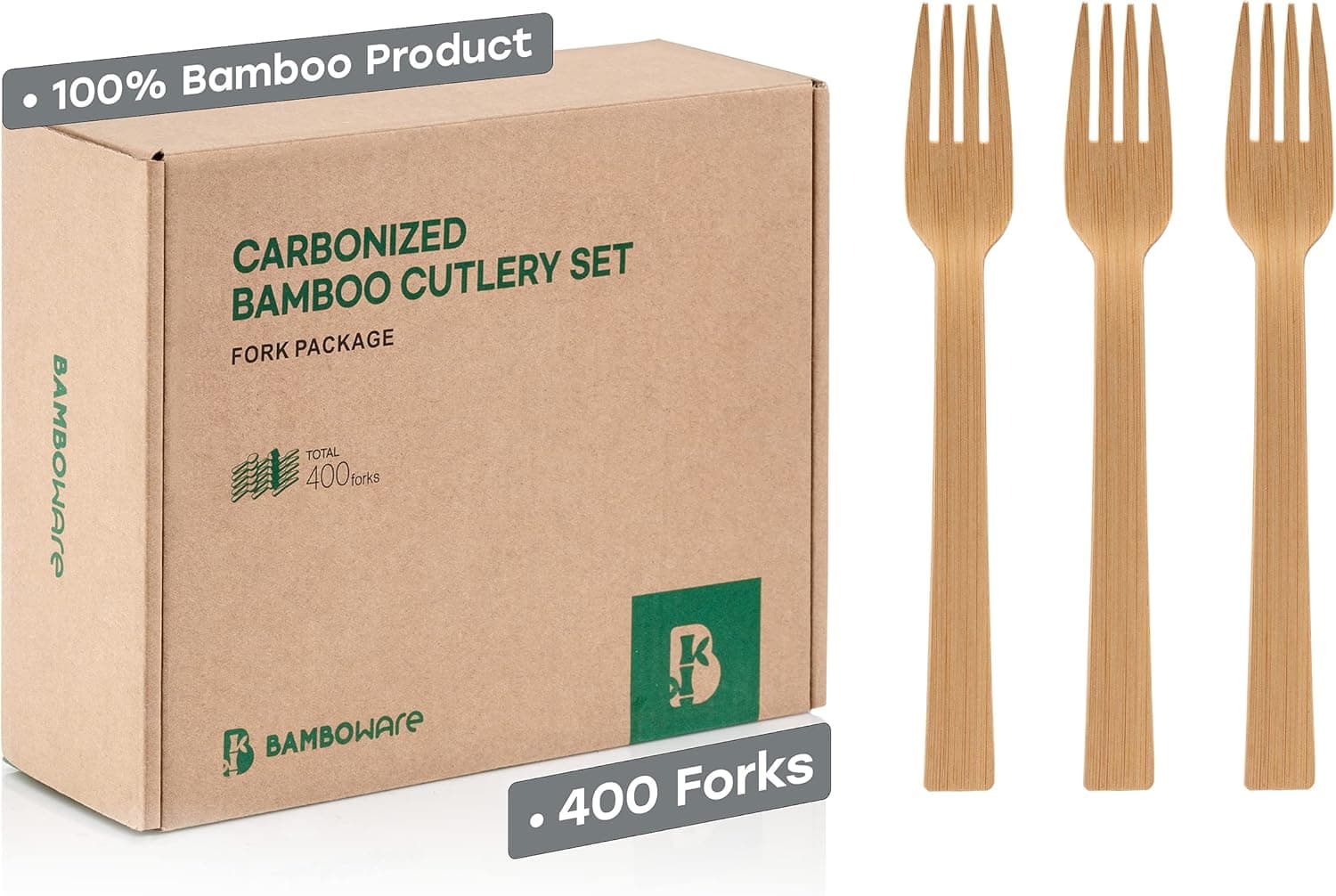 100% Bamboo Utensils - Carbonized Disposable Cutlery Biodegradable and Sanitized - Heavy Duty &amp; Fully Functional (Fork - 400 Pieces) : Health &amp; Household — Spring Gift Ideas gift idea