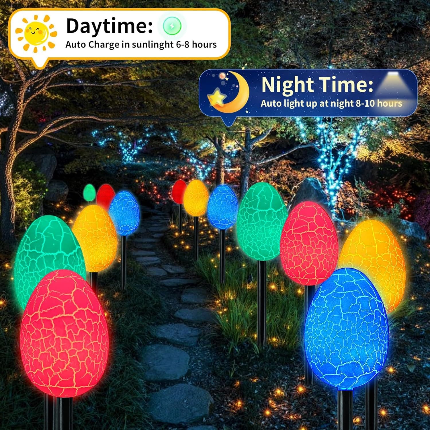 BouQuw 2 Pack Solar Easter Egg Lights with 8 Modes thumbnail 3