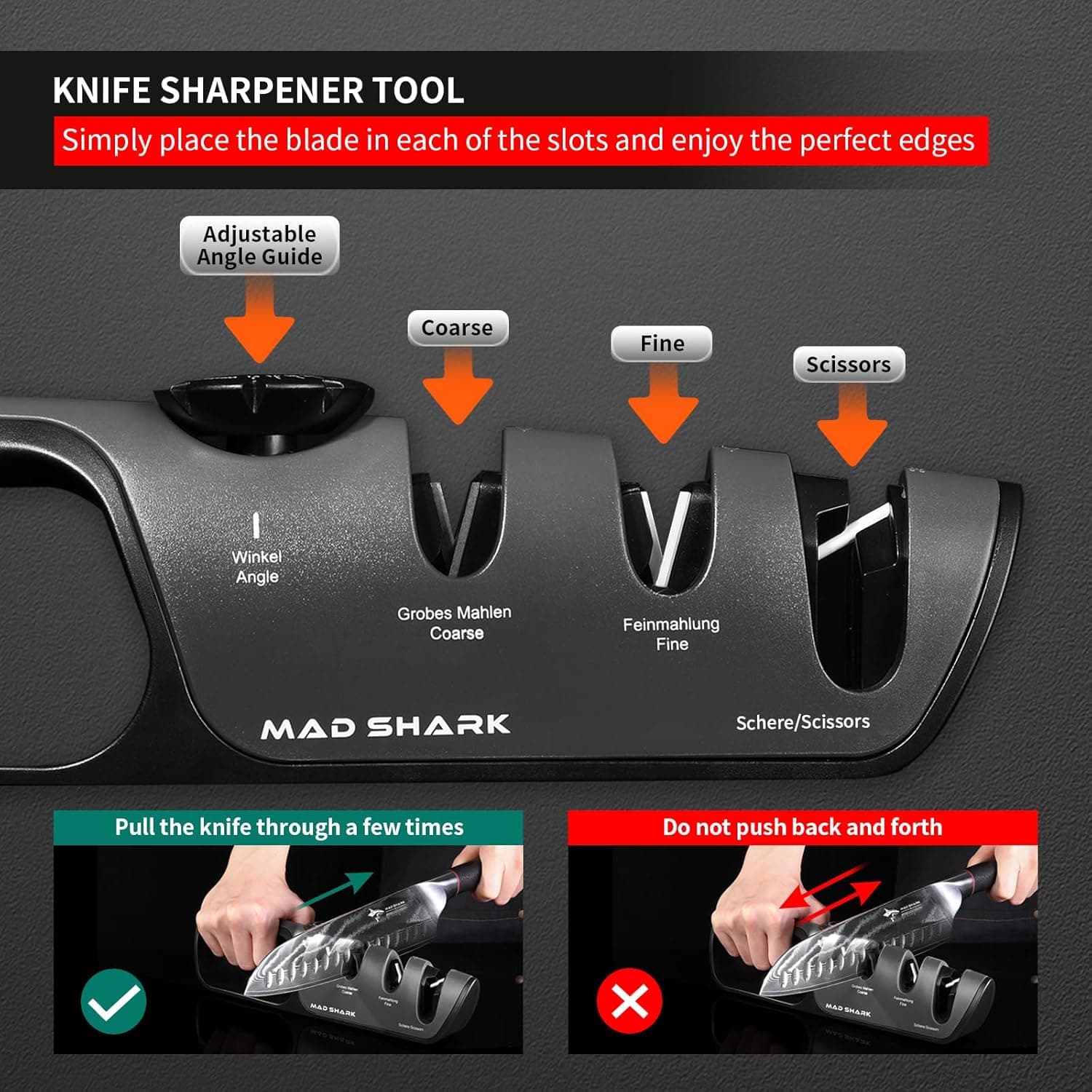 MAD SHARK Handheld Knife Sharpener with Adjustable Angles thumbnail 5