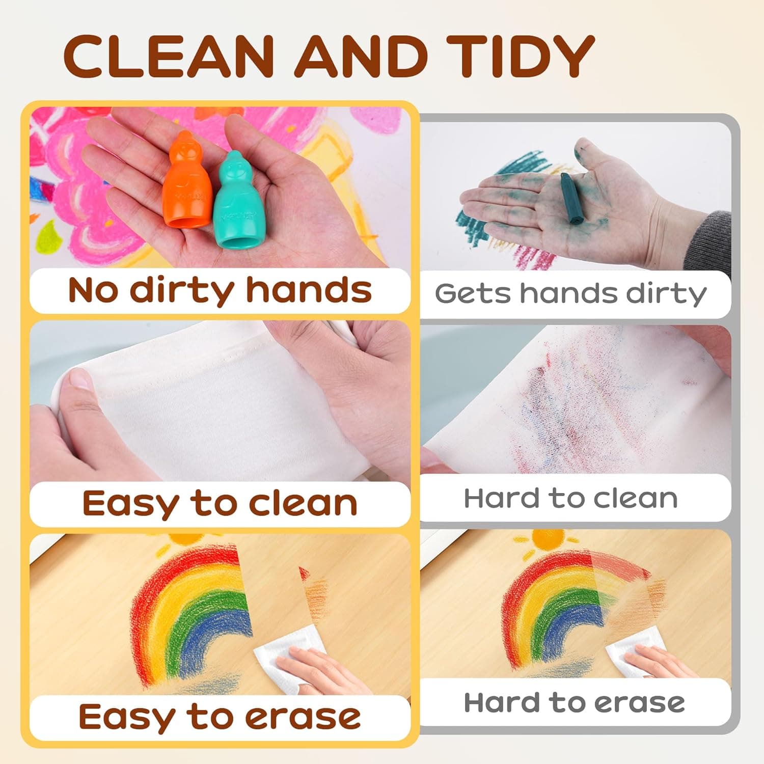 YPLUS Jumbo Crayons for Toddlers - 8 Colors Non-Toxic Washable thumbnail 2