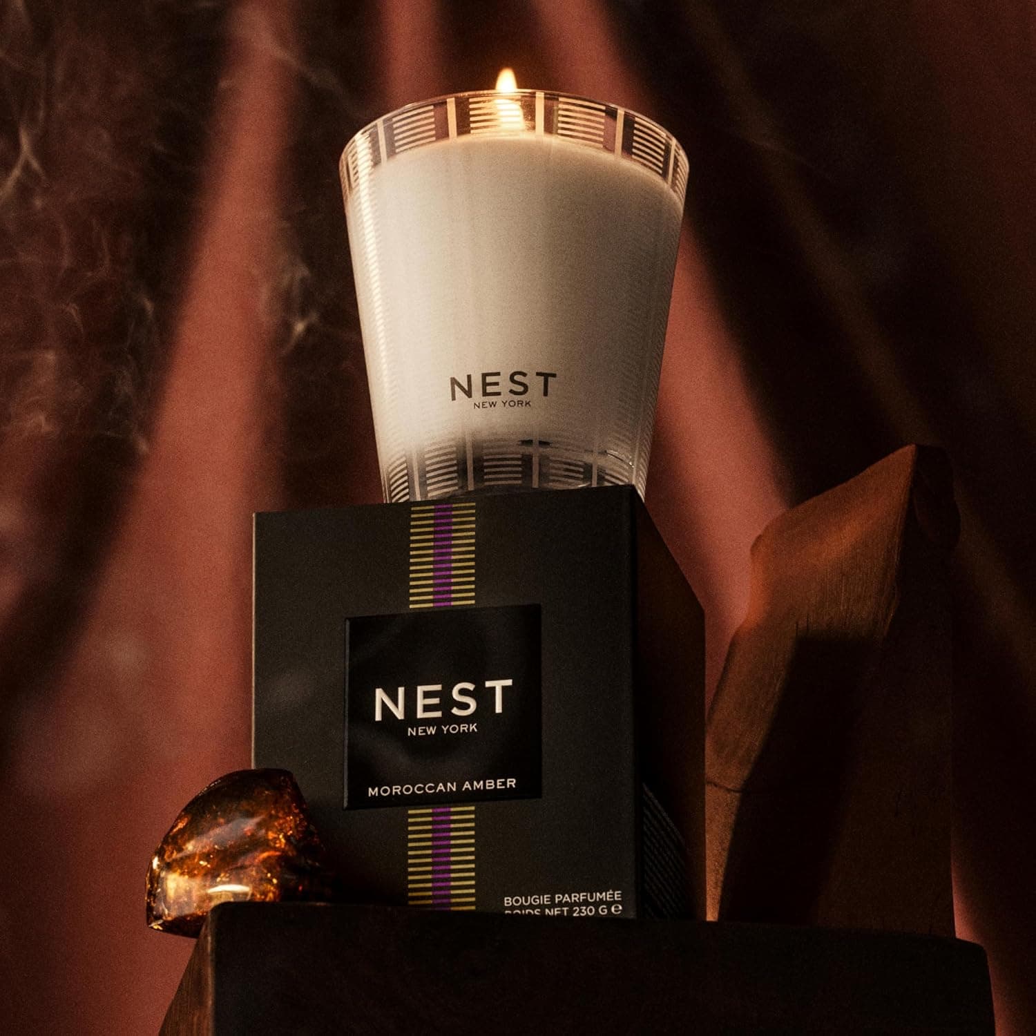 NEST New York Scented Classic Candle, Moroccan Amber - 8.1 oz - Up to 60-Hour Burn Time - Reusable Glass Vessel : Home &amp; Kitchen thumbnail 5