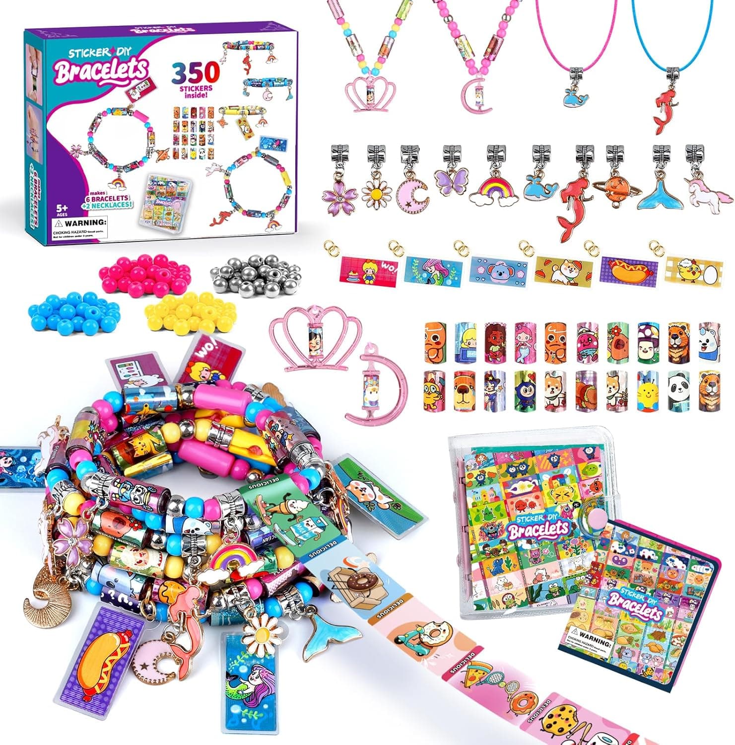 DIY Sticker Bracelet Maker, with 350pcs Mini Rolls Stickers, 12 Cute Pendants &amp;Collect Book,Jewelry Necklace Making Kit,Fun Arts and Crafts for Kids 5-12, Birthday Party Gift,Toys for 5 Year Old Girls : Toys &amp; Games — Easter Gifts gift idea