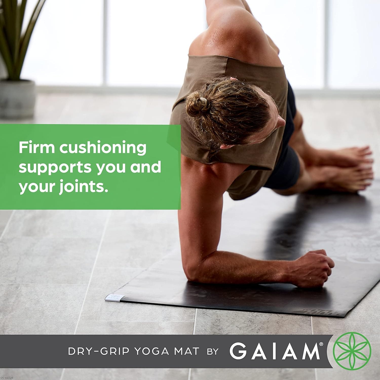 Gaiam Dry-Grip Yoga Mat - 5mm Thick Non-Slip Exercise &amp; Fitness Mat for Standard or Hot Yoga, Pilates and Floor Workouts - Cushioned Support, Non-Slip Coat - 68 x 24 Inches - Marbled : Sports &amp; Outdoors thumbnail 3