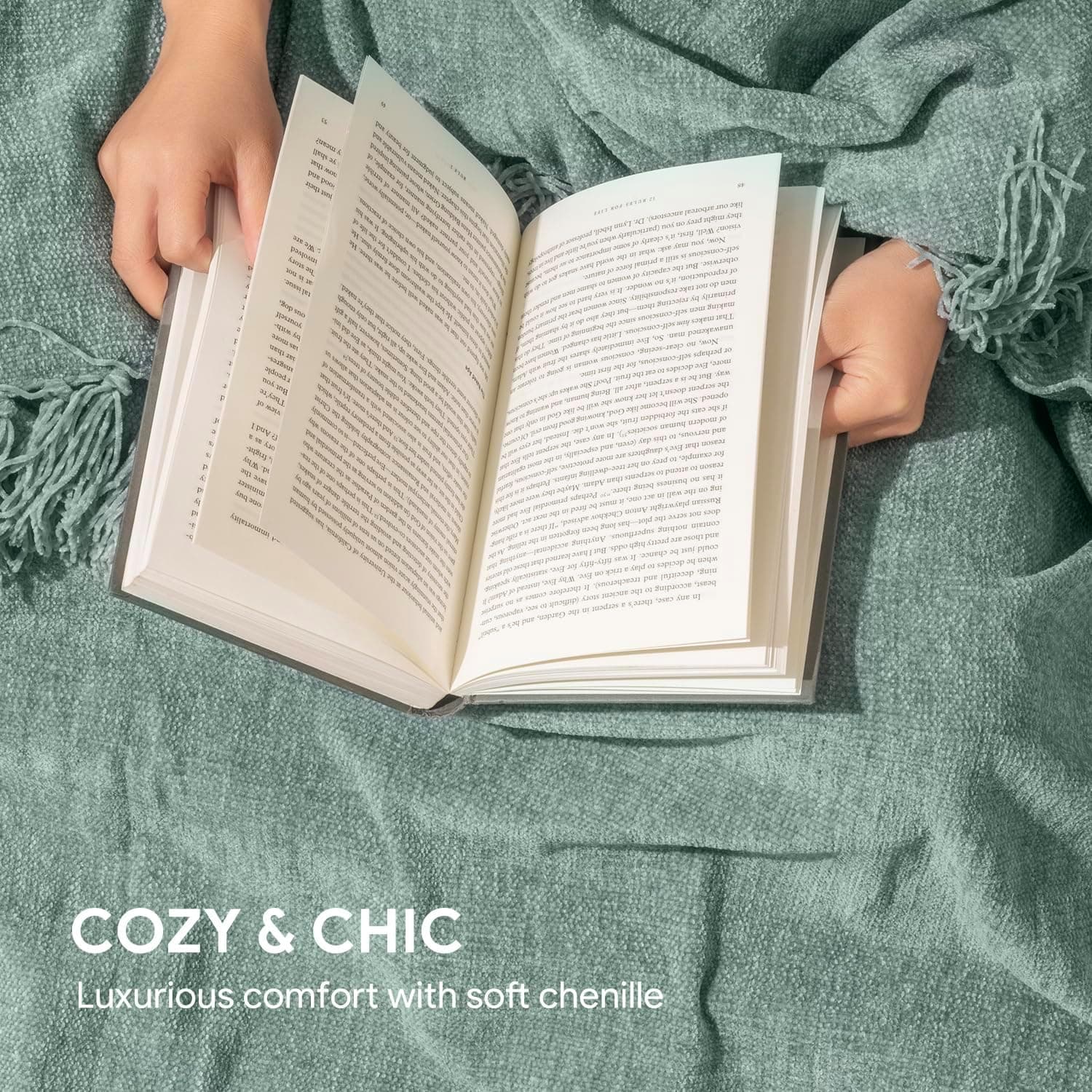 RECYCO Soft Cozy Chenille Throw Blanket with Fringe Tassel thumbnail 3