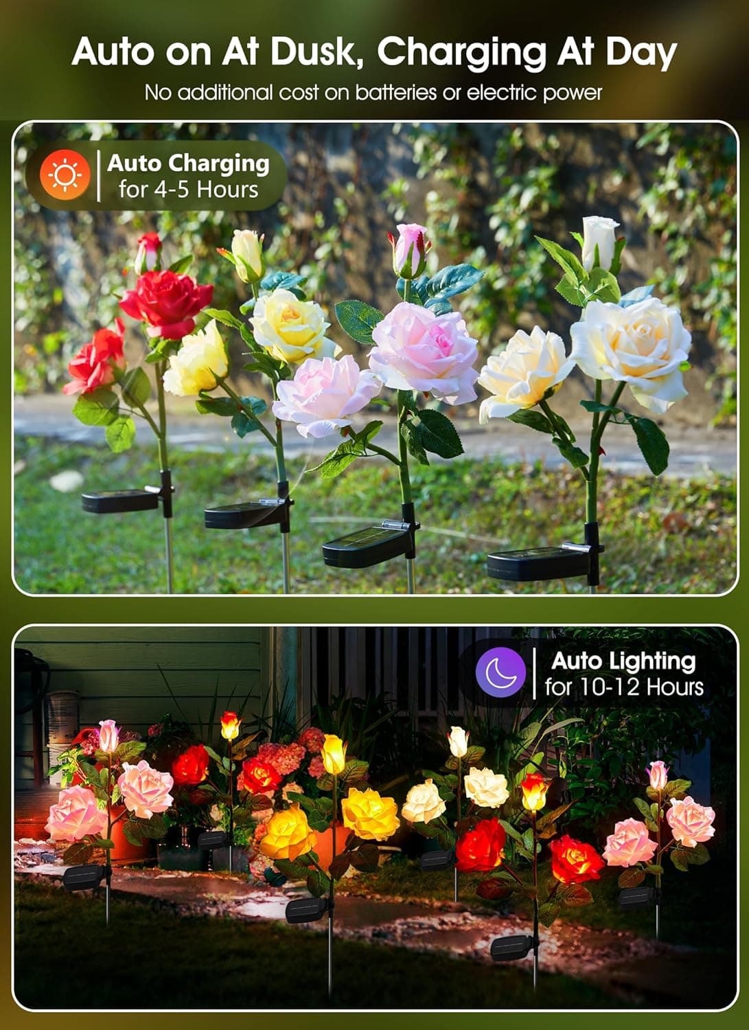 Brightown Outdoor Solar Garden Lights - 4 Pack LED Flower Lights thumbnail 2