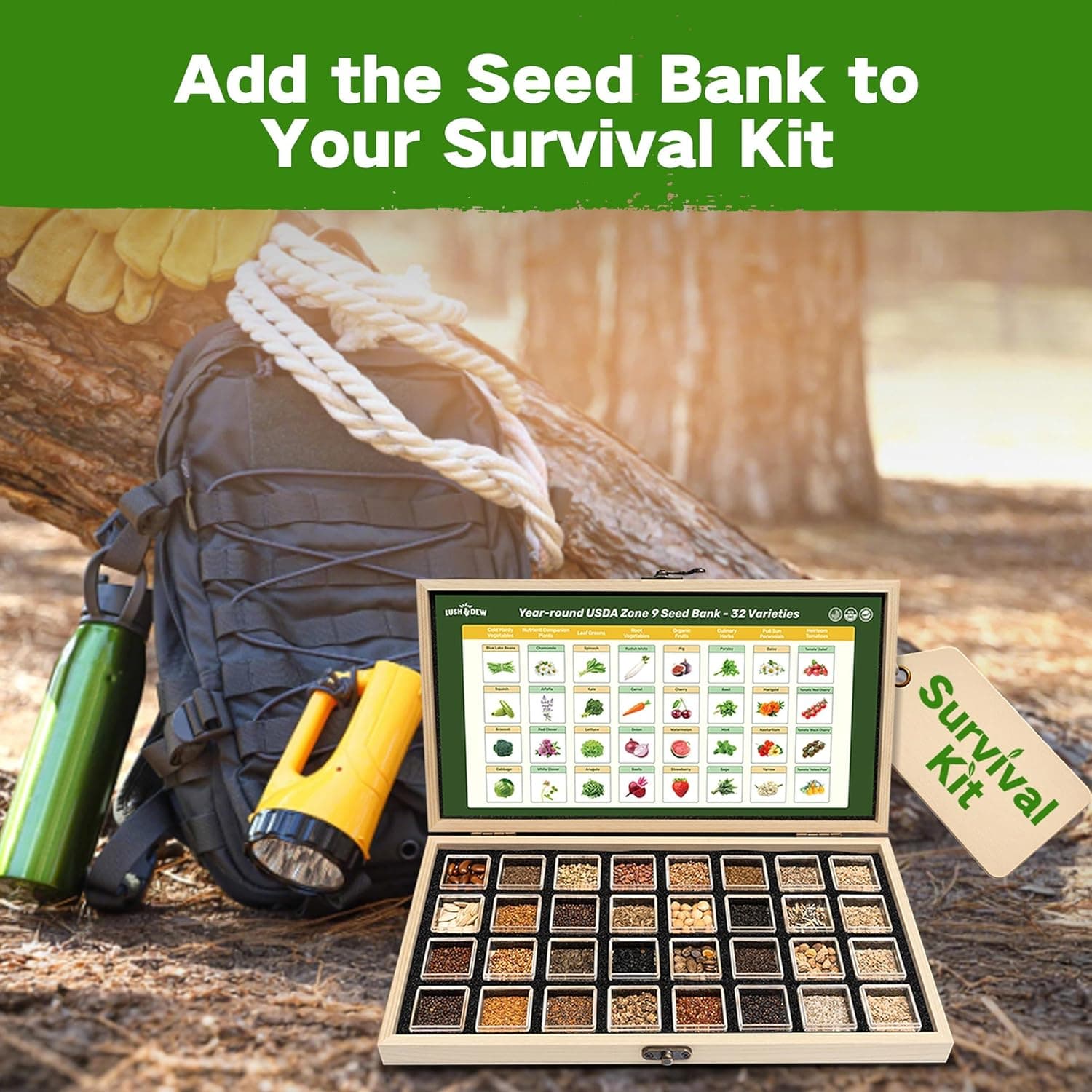 Lush&Dew Year-Round USDA Zone 6 Heirloom Survival Seed Kit - 32 Varieties, 30,000+ Seeds thumbnail 5