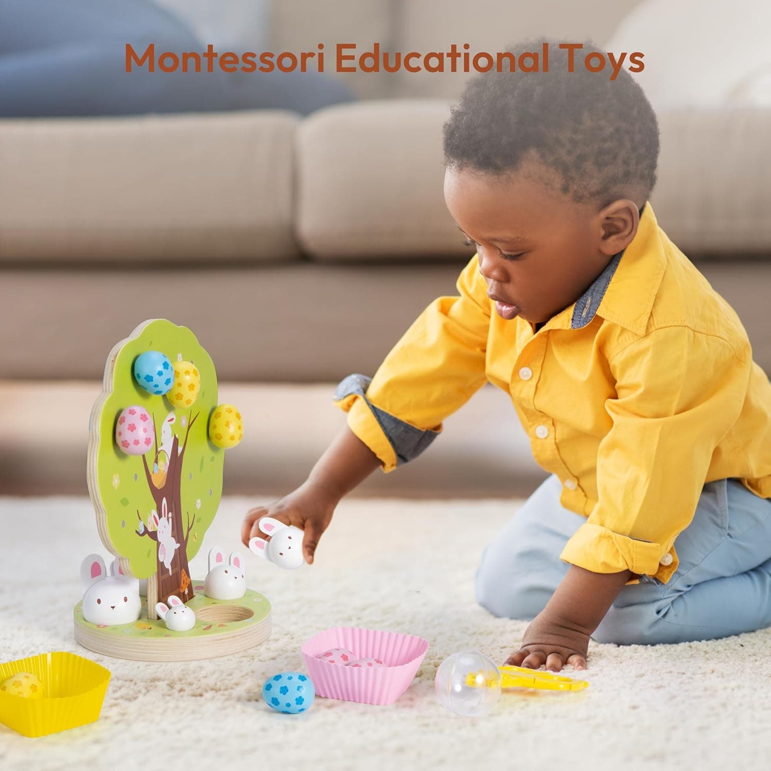 Woodtoe Magnetic Easter Eggs - Montessori Picking Toy thumbnail 2