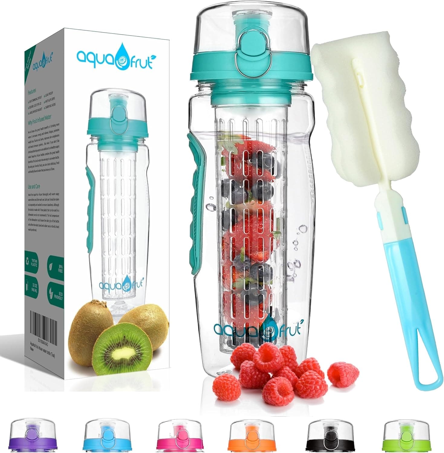 aquaFrut 32 OZ Fruit Infuser Water Bottle - Teal — Spring Gift Ideas gift idea