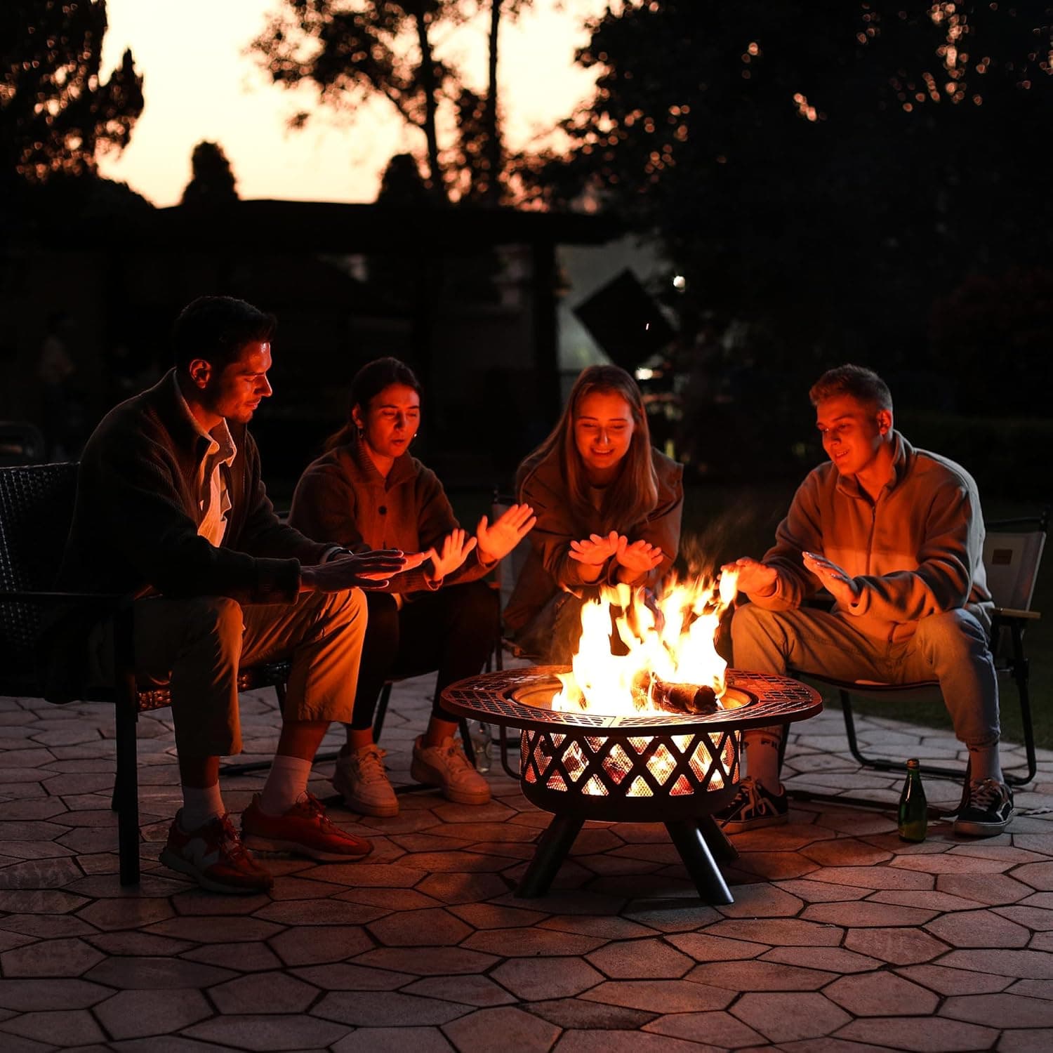 BALI OUTDOORS 32-Inch Wood Burning Fire Pit with Grill and Poker thumbnail 2