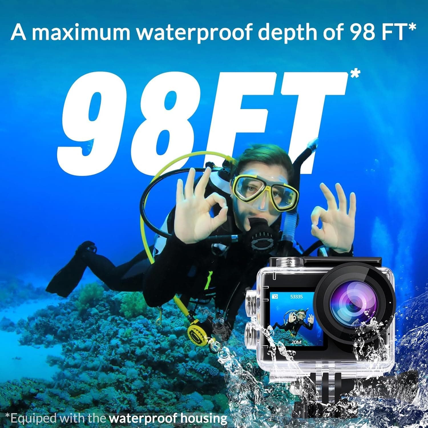 icefox i8 20MP 5X Zoom Action Camera with EIS, WiFi Remote Control, Waterproof Underwater Camera for Snorkeling Cycling Vlogging : Electronics thumbnail 3