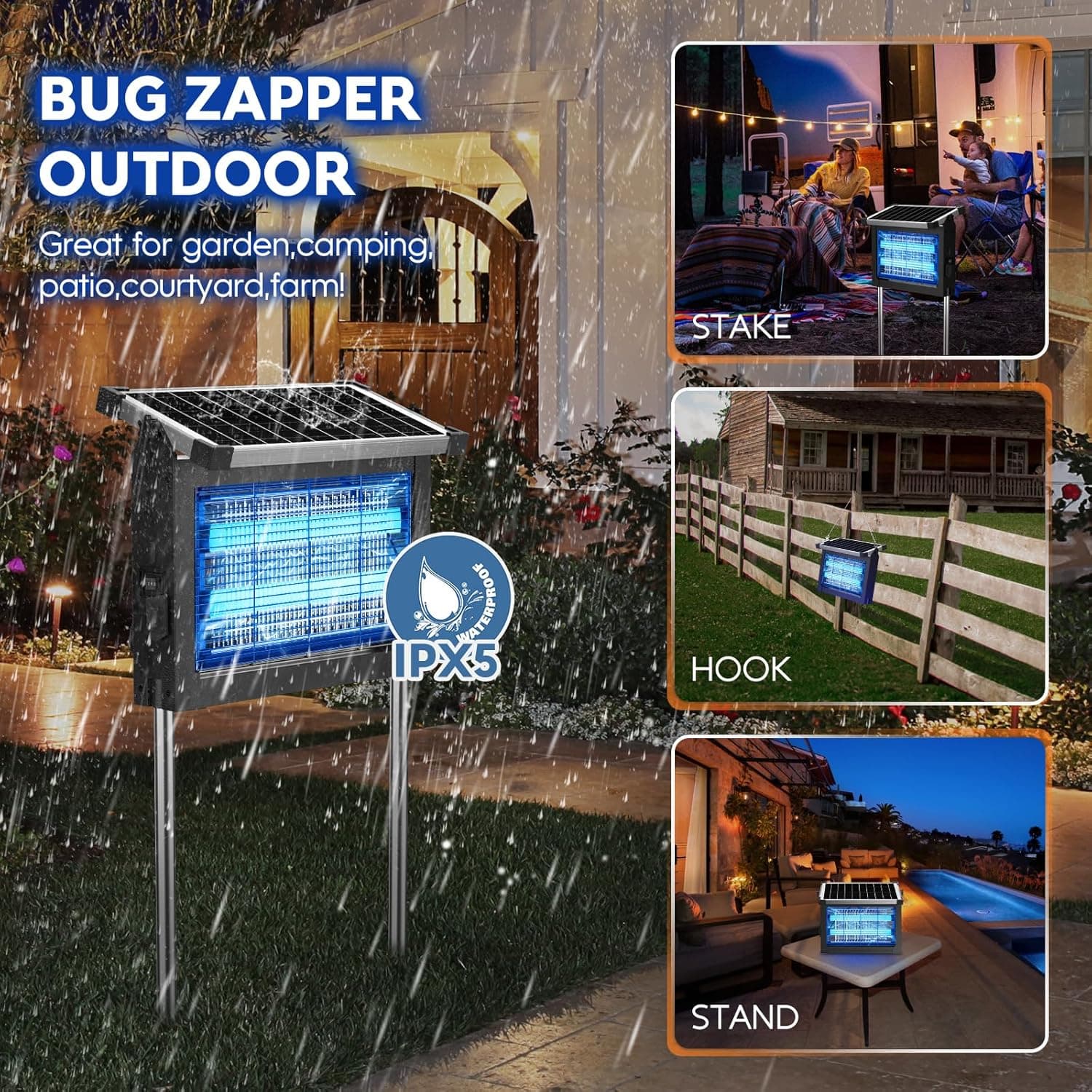 Solar Bug Zapper Outdoor Mosquito Killer thumbnail 5