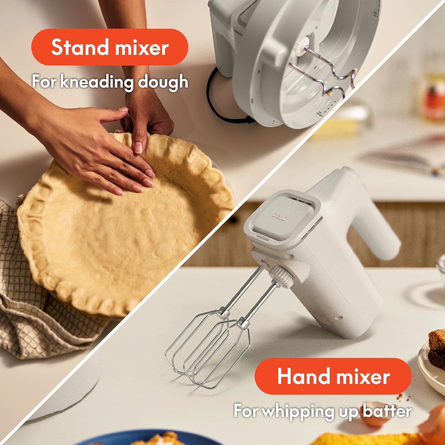 bella 3.5 Qt Hand &amp; Stand Mixer, 2 in 1 Electric Mixer with Bowl, Dough Hook, Whisk &amp; Egg Beater, Multifunctional Handheld Mixer for Baking, 200 Watt, Oatmilk: Home &amp; Kitchen thumbnail 3