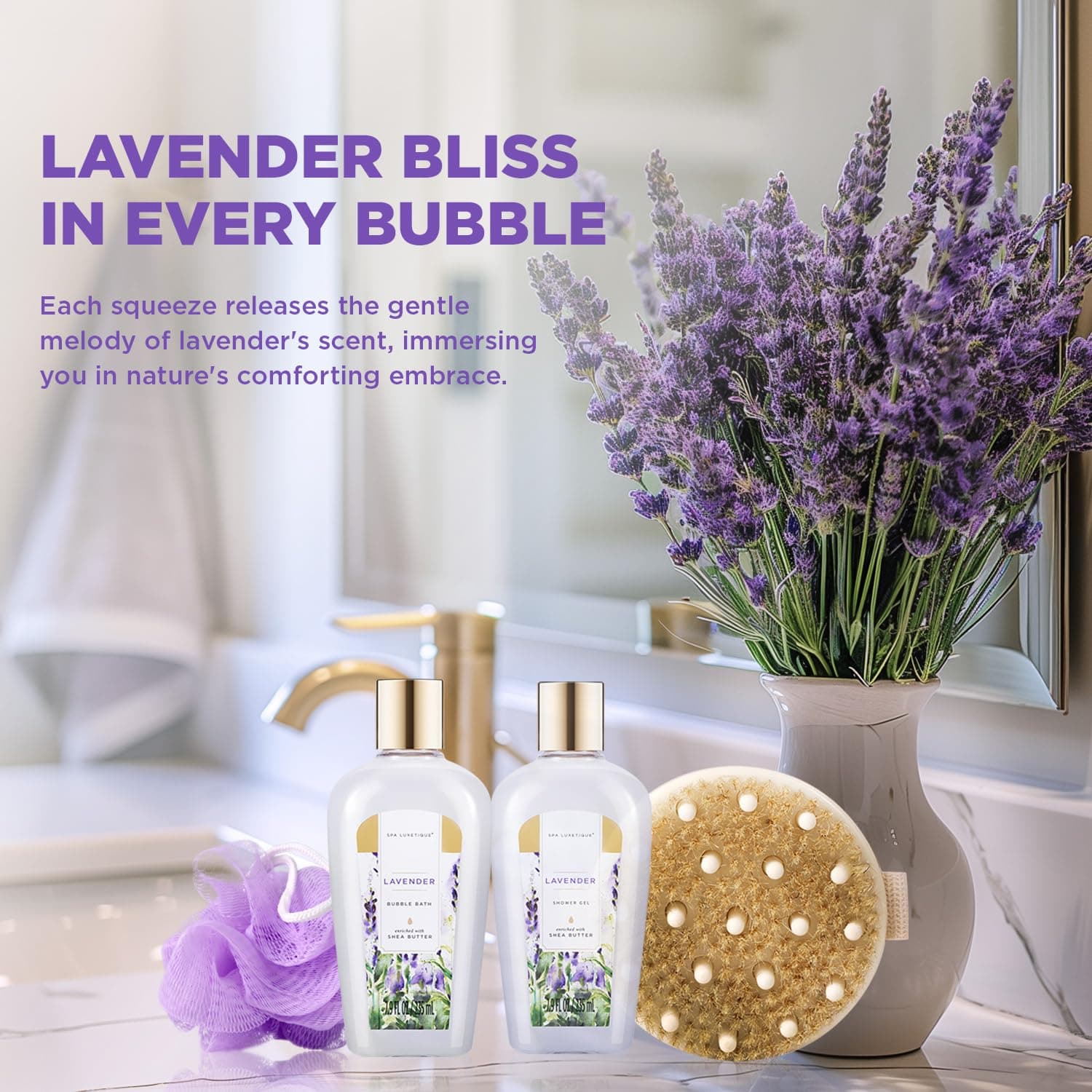 Spa Luxetique Lavender Bath & Body Gift Set with Tote Bag thumbnail 5