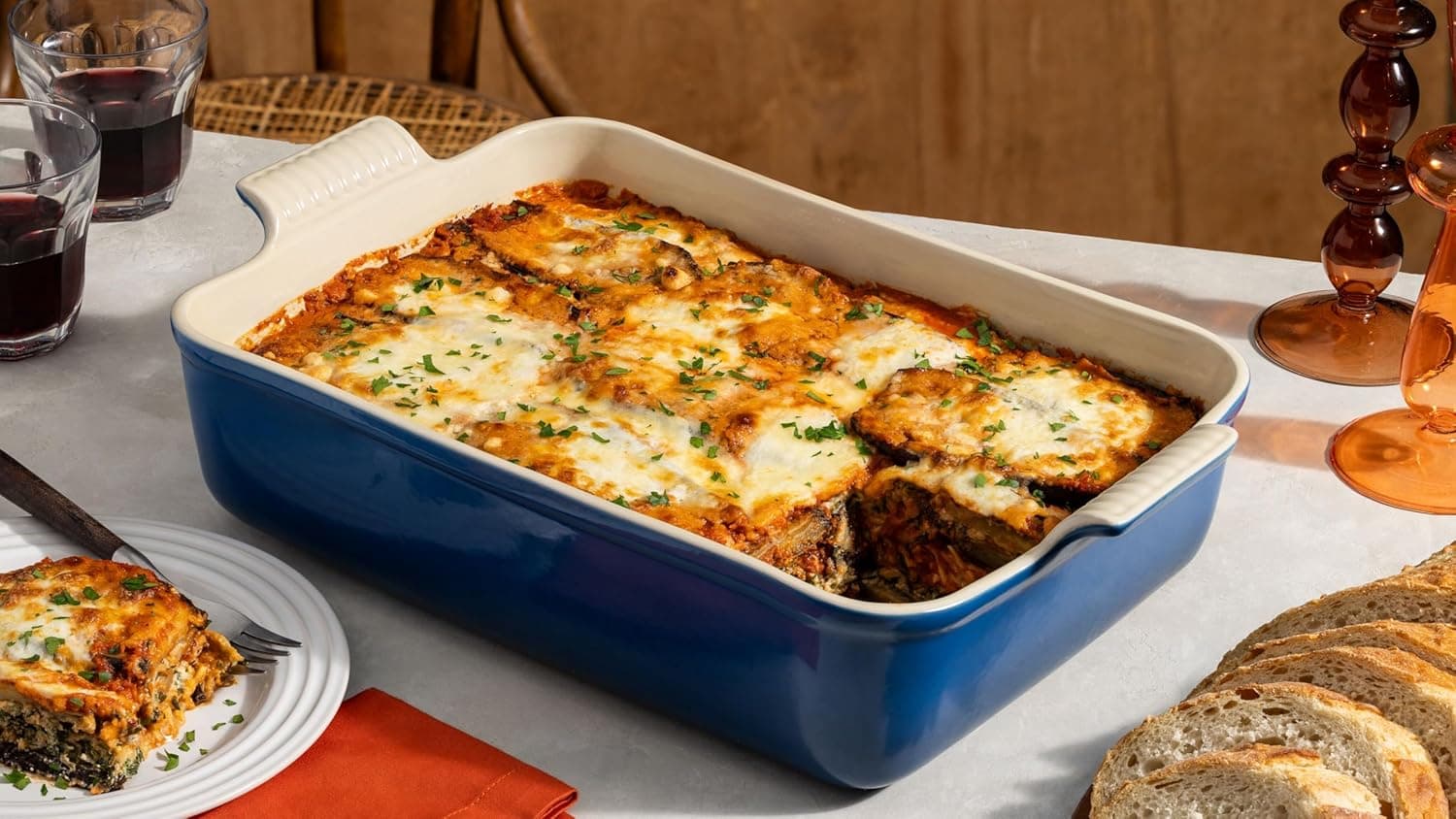 Le Creuset Heritage Deep Rectangular Lasagna Dish - Cerise thumbnail 5
