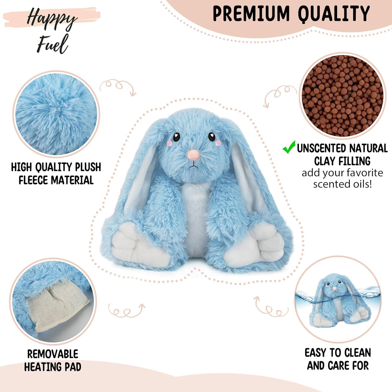 Bunny Microwavable Weighted Stuffed Animal - Heating Pad for Pain Relief thumbnail 2