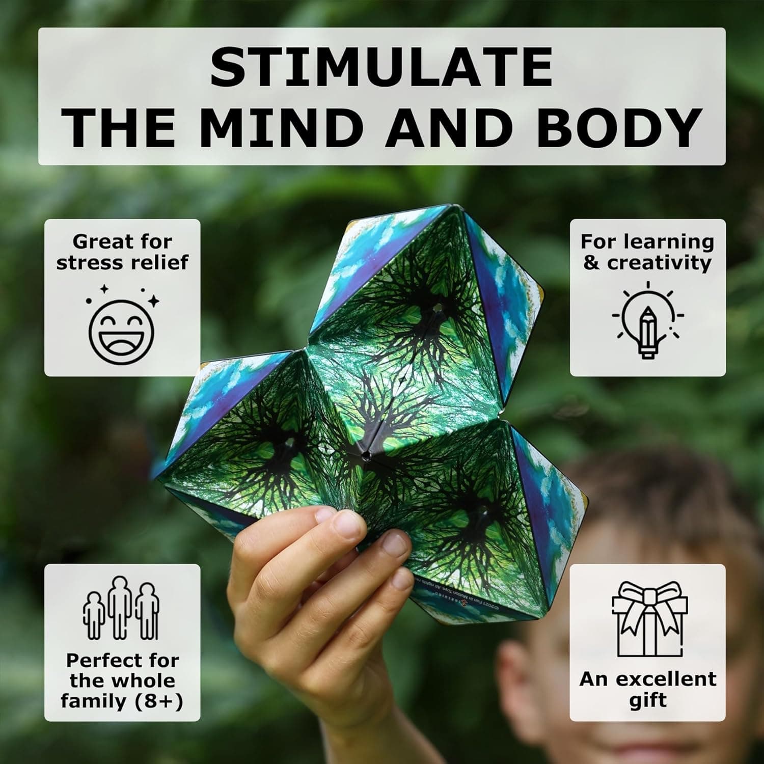 Shashibo Shape Shifting Box - STEM Fidget Toy with Ultra Strong Magnets - Sensory Puzzle Cube Transforms Into 100+ Shapes, Easter Basket Stuffers Gift for Kids, Teens, and Adults (Blue Planet) : Toys &amp; Games thumbnail 5