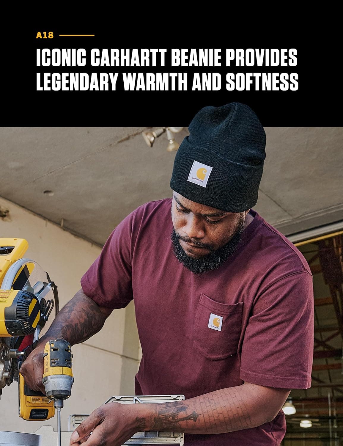 Carhartt Mens Knit Cuffed Beanie Hat, Black, One Size US at Amazon Men’s Clothing store: Cold Weather Hats thumbnail 3