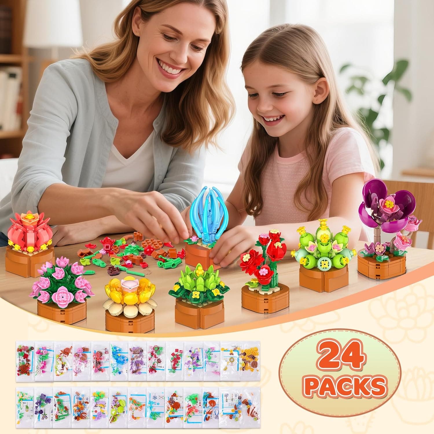 CUBIMANA 24 Pack Flowers Succulents Building Set thumbnail 4
