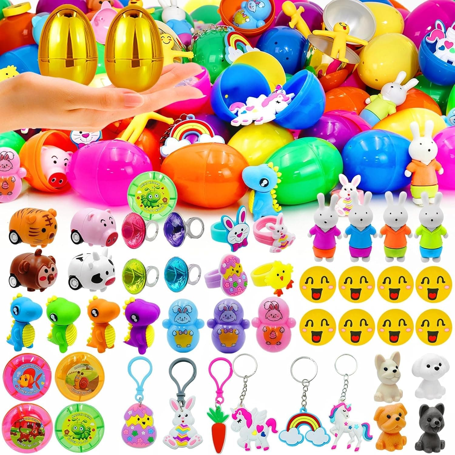 ZICZLI 50 Pack Prefilled Easter Eggs with Assorted Toys image 1