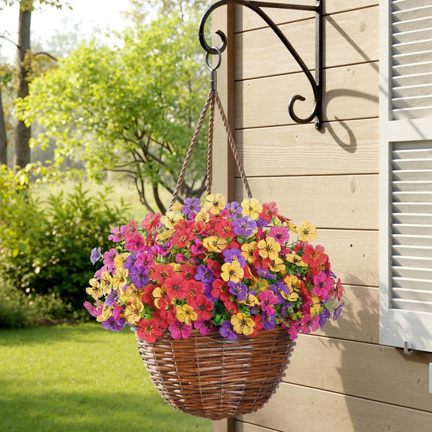 Lifewit Artificial Flowers for Outdoors, 12 Bundles Plastic Fake Flowers Daisy for Home Garden Decor, Faux Plants for Spring Summer Porch, Window Box, Vase Decoration(4 Mix Color) : Home &amp; Kitchen thumbnail 5