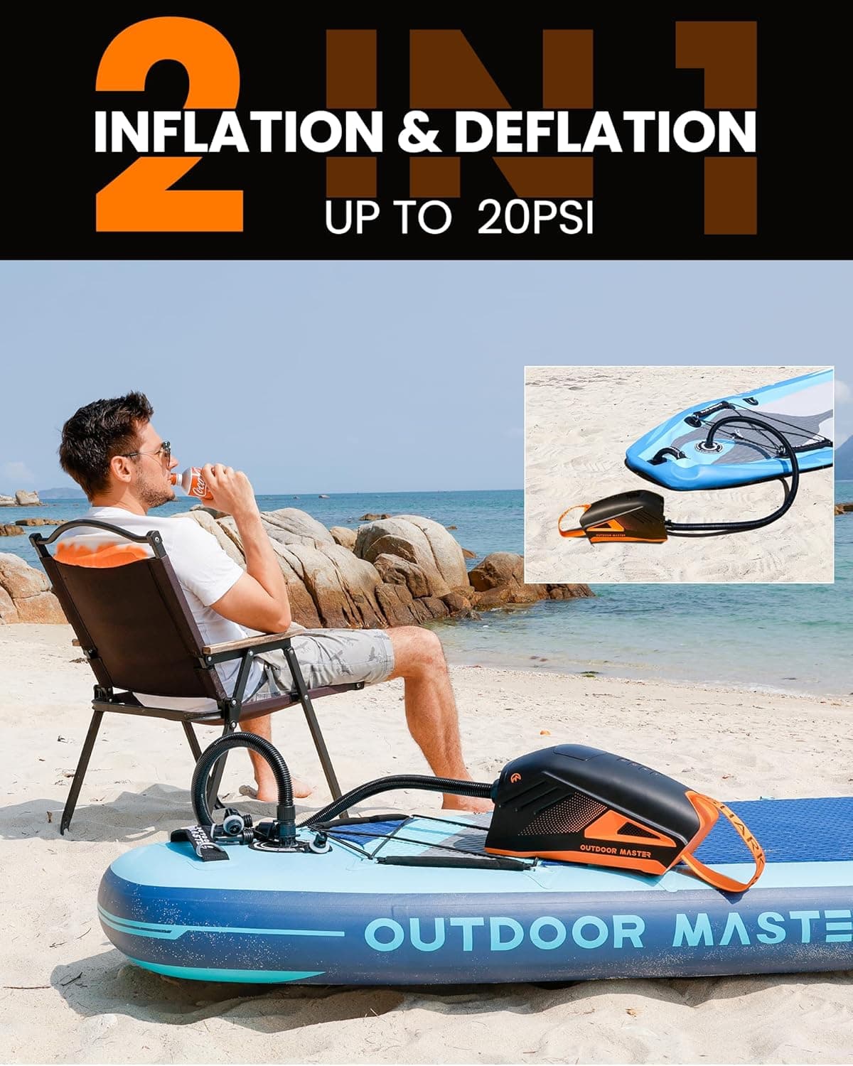 OutdoorMaster Shark 3 Paddle Board Pump Electric - 3 thumbnail 3
