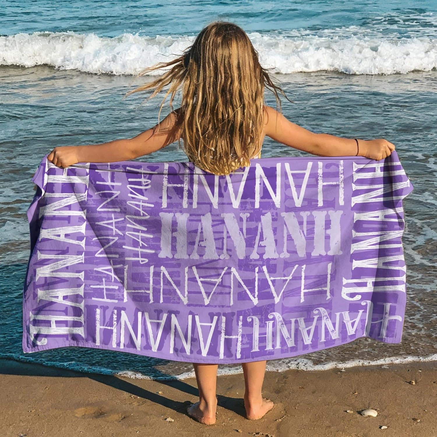 Yoke Style Personalized Beach Towels for Kids, Custom Sand Free Microfiber Beach Towel with Your Name, Customized Quick Dry Pool Towels Easter Gifts for Girls Boys Toddler : Home &amp; Kitchen thumbnail 2