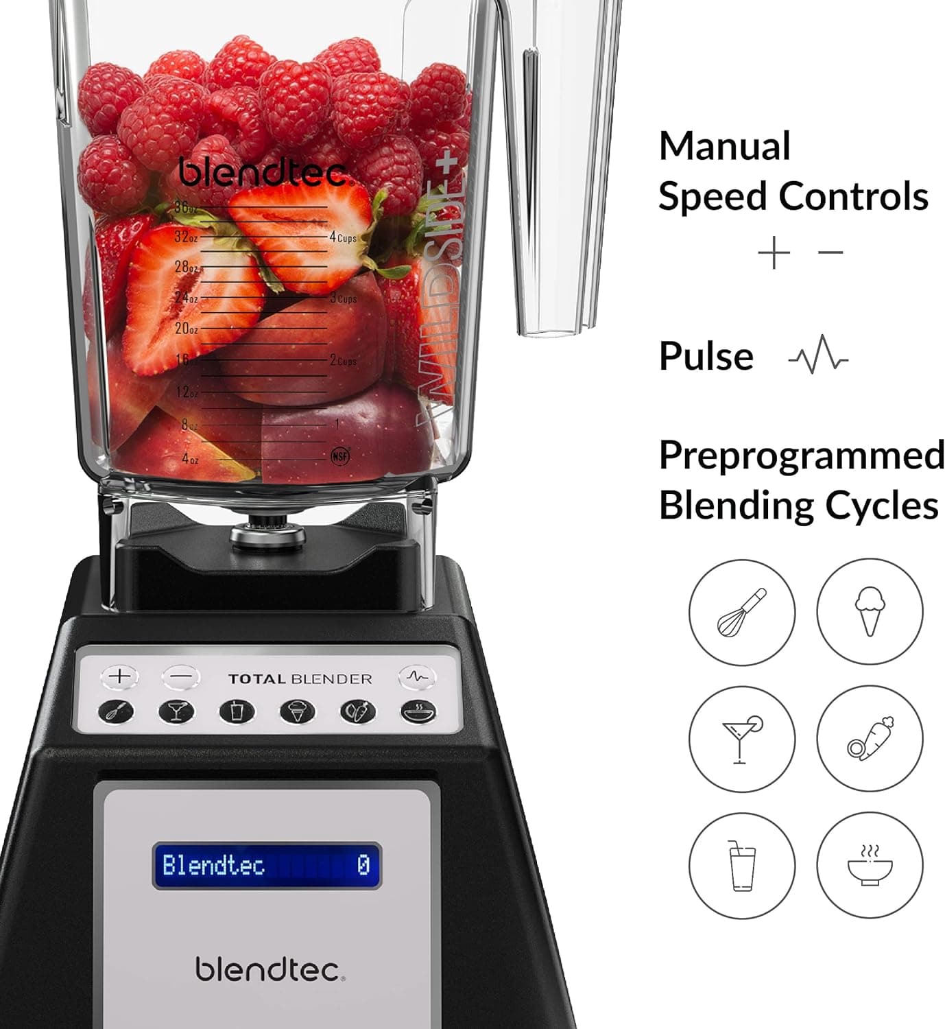 Blendtec Total Classic Original Blender - WildSide+ Jar (90 oz) - Professional-Grade Power - 6 Pre-programmed Cycles - 10-speeds - Black: Electric Countertop Blenders: Home &amp; Kitchen thumbnail 5