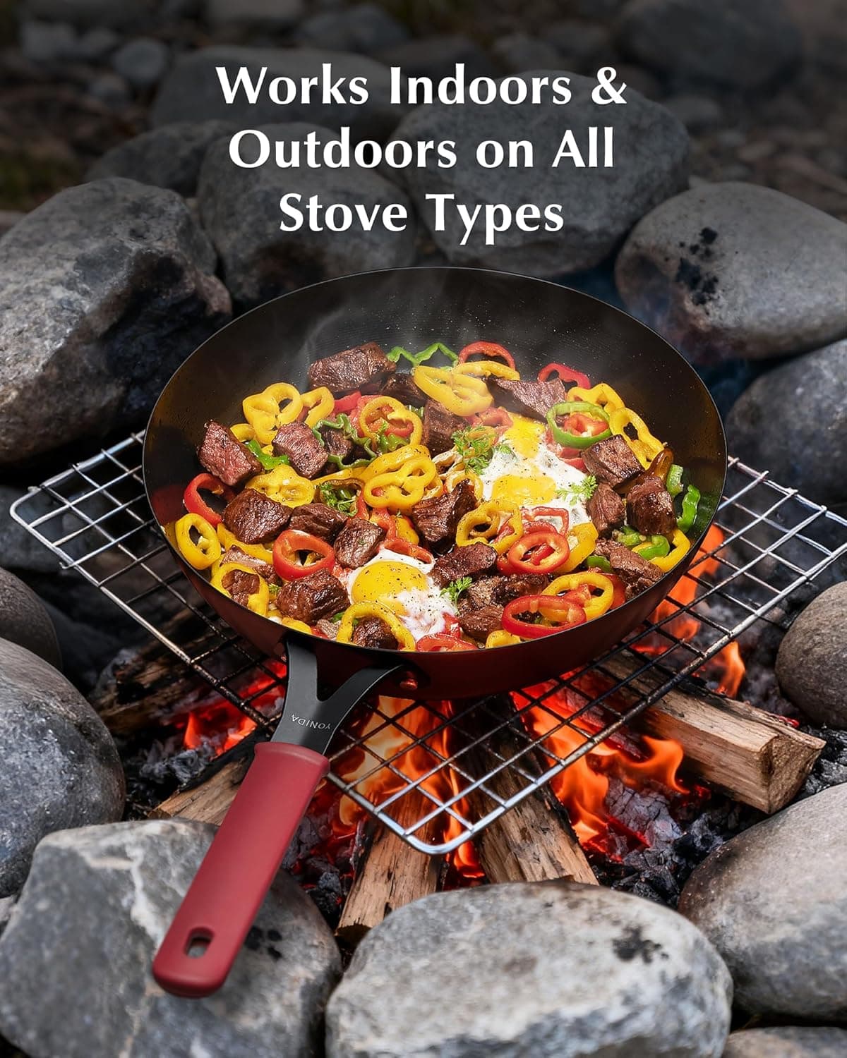 Yonida 12-Inch Carbon Steel Nonstick Frying Pan with Lid thumbnail 3