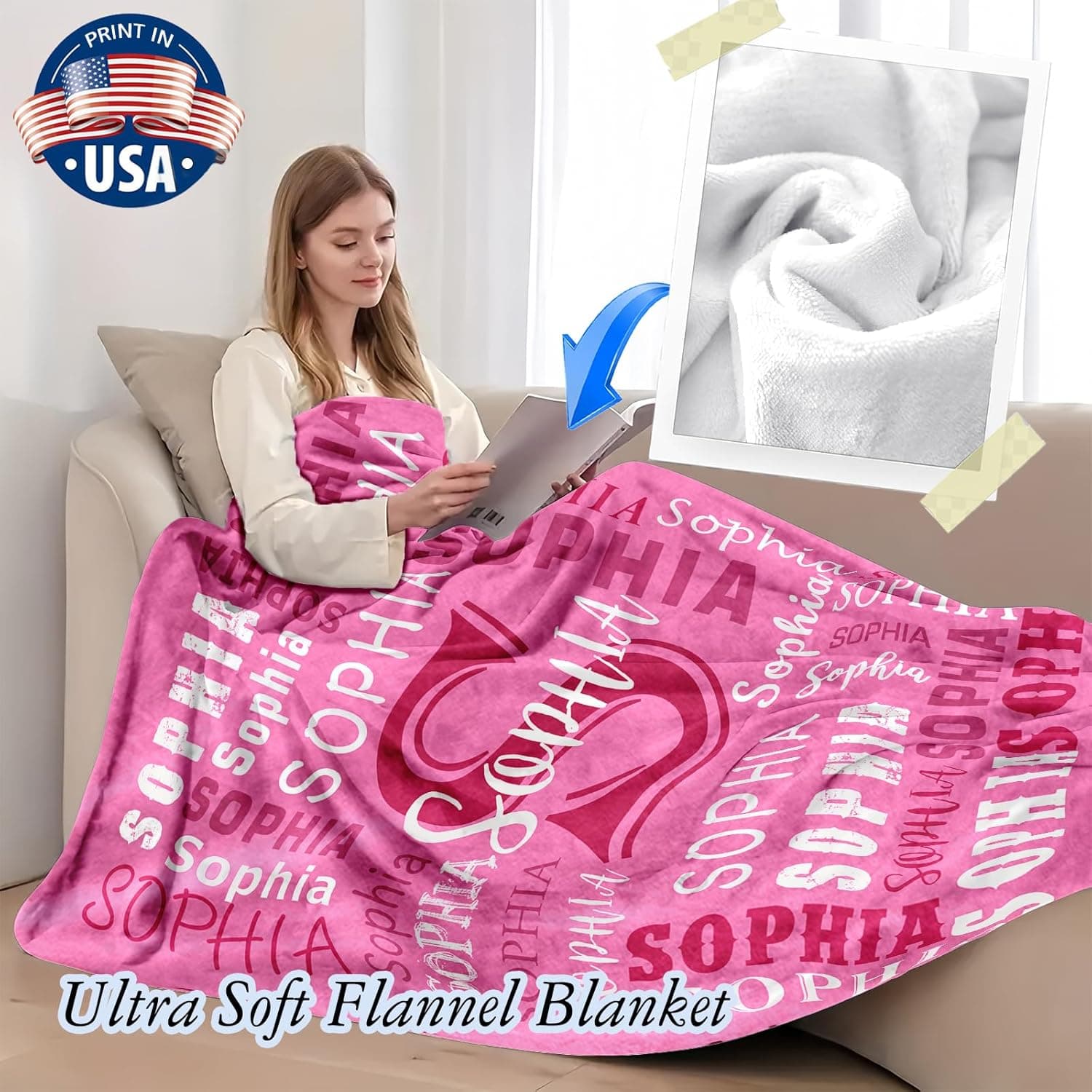 Personalized Flannel Blanket for Teen Girls thumbnail 2