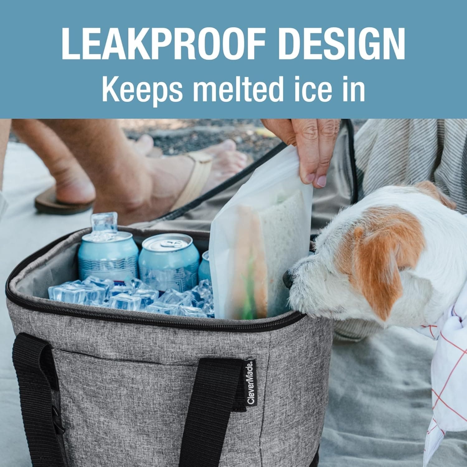 CleverMade Collapsible Insulated Cooler Bag – Leakproof Soft Cooler for Beach, Travel, Car – Bottle Opener : Sports &amp; Outdoors thumbnail 2