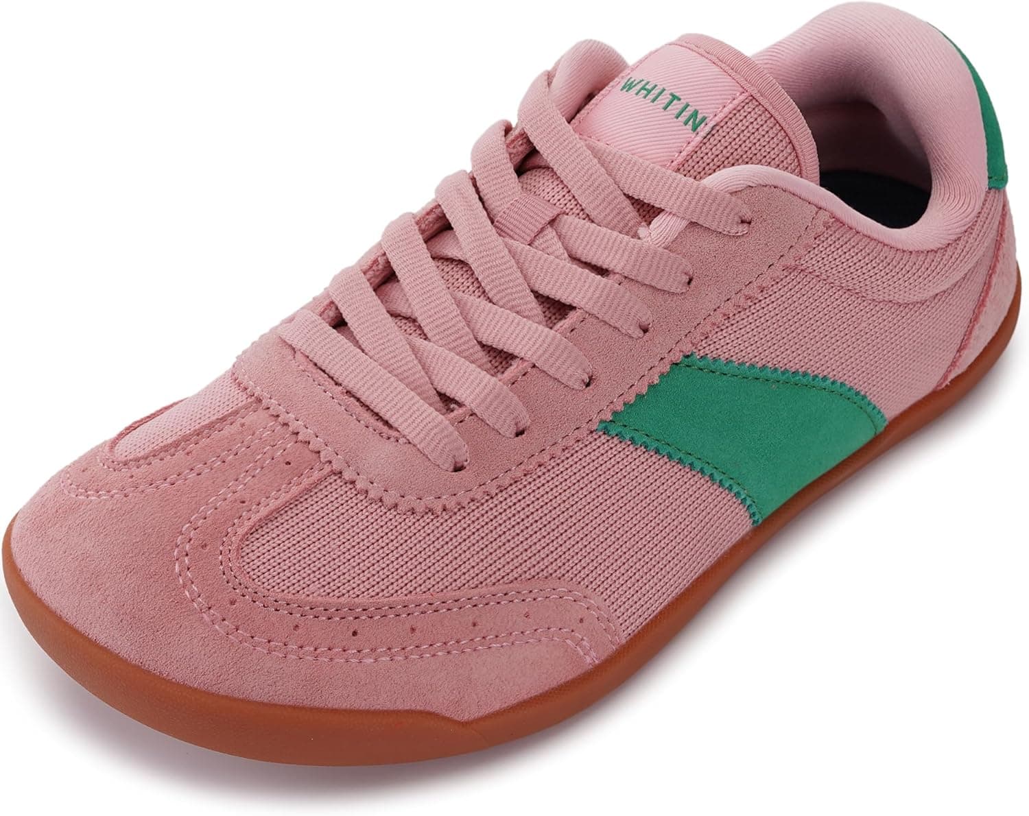 WHITIN Minimalist Wide Toe Box Shoes for Women Fashion Barefoot Sneakers Knit Zero Drop Sole Size 8 8W Mesh Athletic Sports Training Pink Gum 39 | Fashion Sneakers image 1