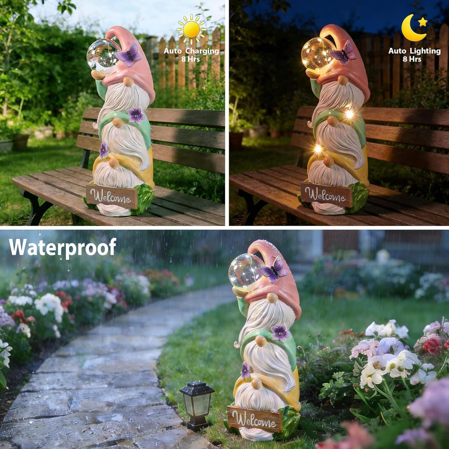Season 2 Garden Gnome Statues with Solar Lights thumbnail 5