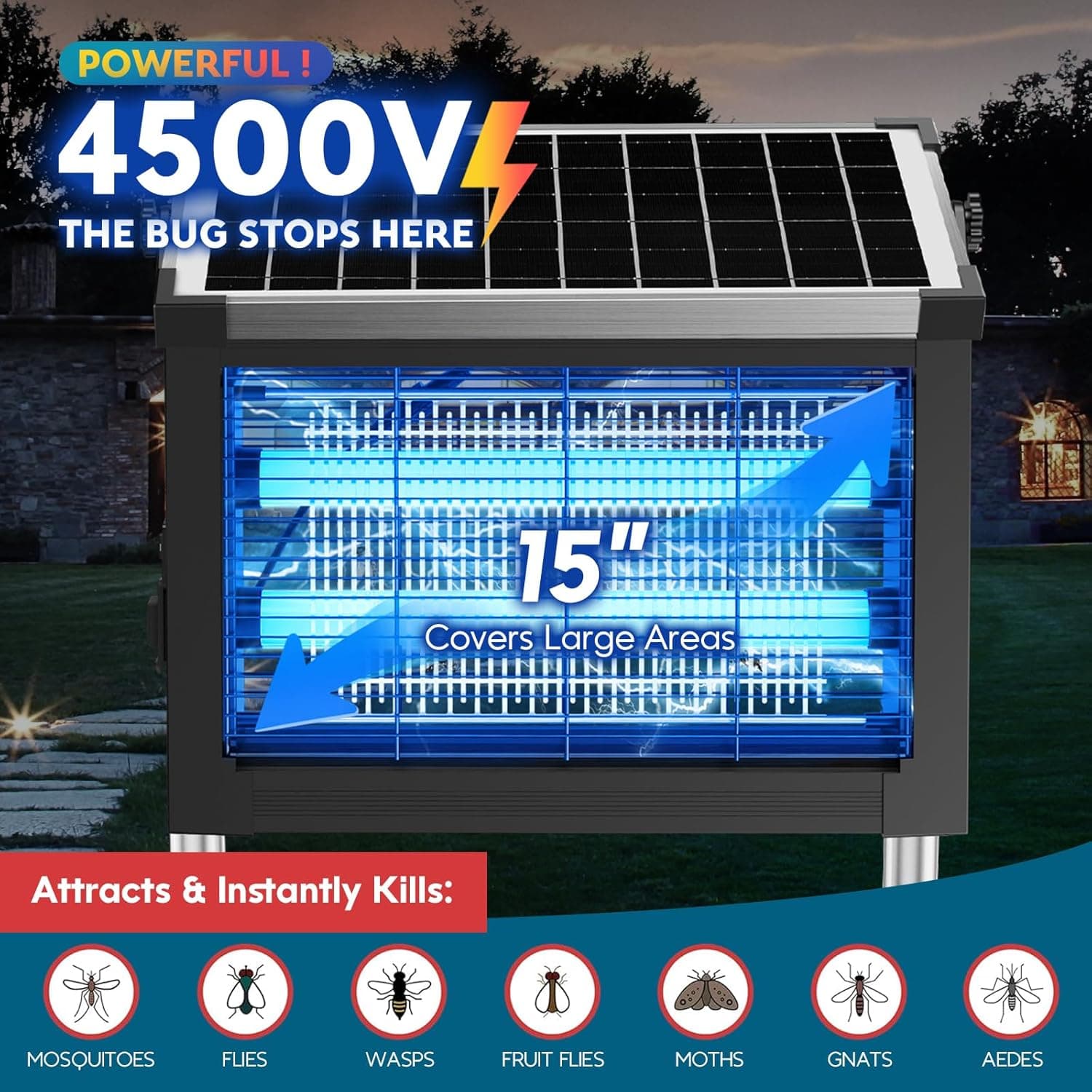 Solar Bug Zapper Outdoor Mosquito Killer thumbnail 4
