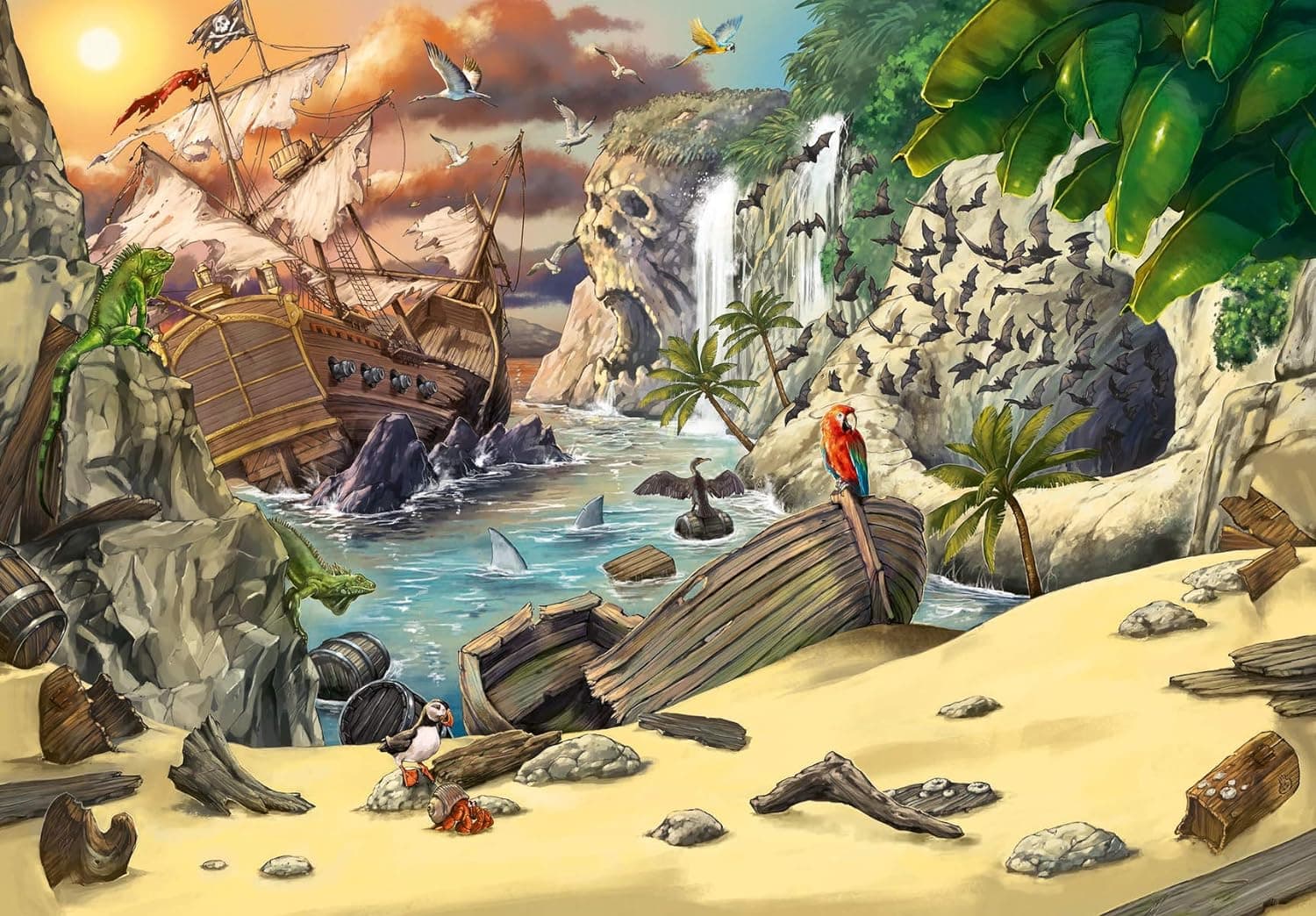 Ravensburger Escape Kids Puzzle - Pirate’s Peril | 368 Piece Jigsaw Game for Kids | Engaging Storyline with Hidden Riddles | Quality Materials, Matte Finish | FSC Certified, Climate Pledge Friendly : Toys &amp; Games thumbnail 3
