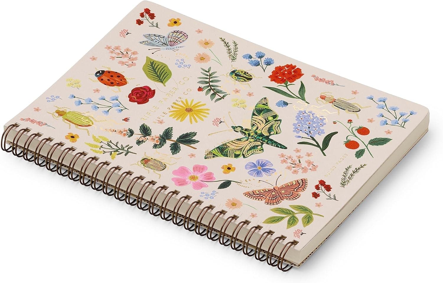 RIFLE PAPER CO. Spiral Notebook | 150 Ruled Pages, Inner Storage Pocket Folders, Double-Spiral Binding, Metallic Gold Foil Accents (8.25" L x 6.25" W), Curio : Office Products thumbnail 3