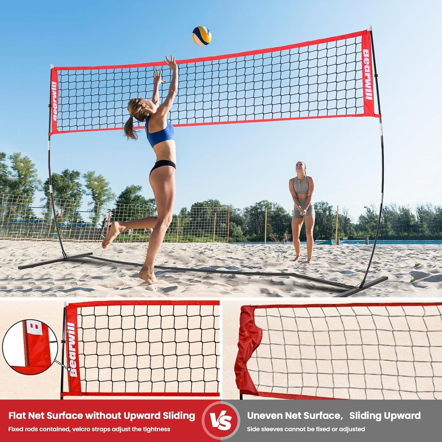 Bearwill 12FT Portable Volleyball Net with Carry Bag thumbnail 2