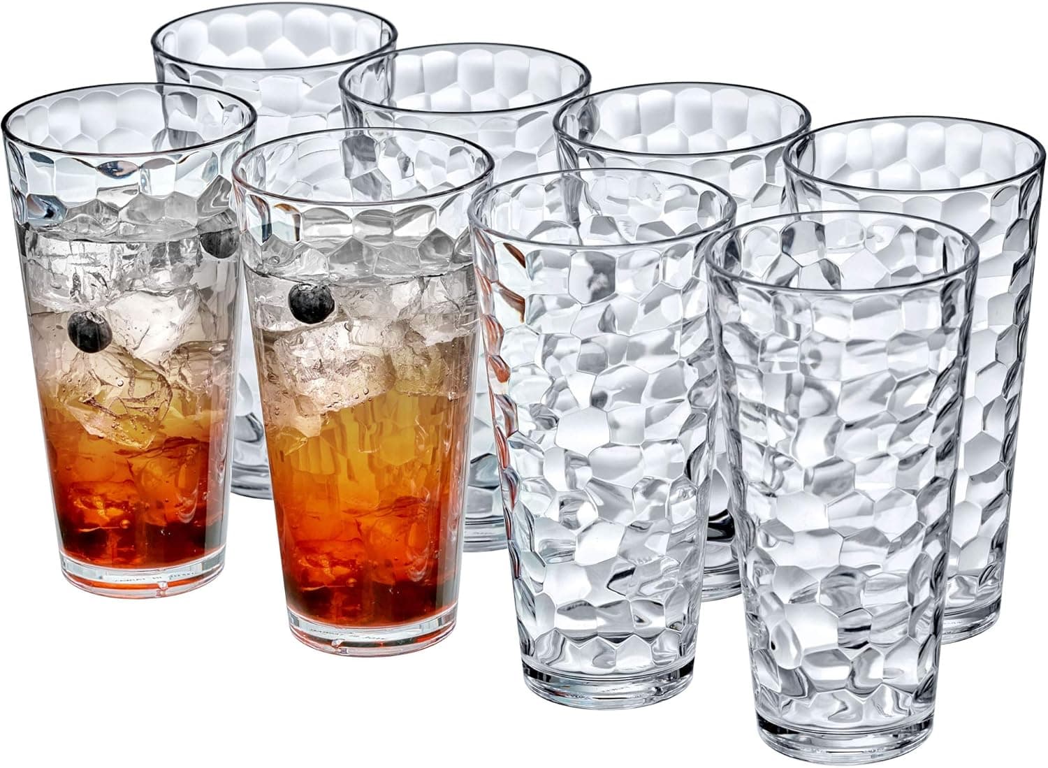 Amazing Abby - Iceberg - 24-Ounce Plastic Tumblers (Set of 8), Plastic Drinking Glasses, All-Clear High-Balls, Reusable Cups, Stackable, BPA-Free, Shatter-Proof, Dishwasher-Safe: Tumblers &amp; Water Glasses image 1